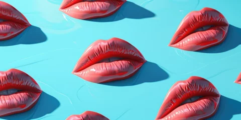 Fotobehang Background pattern of female lips pale soft color © megavectors