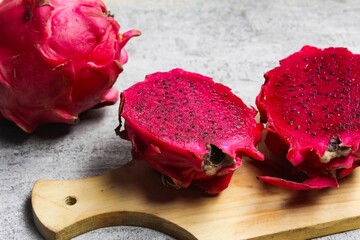 dragon fruit on a wooden background