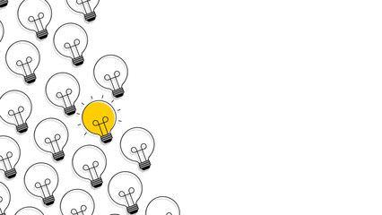 Idea concept with outstanding light bulbs on white background. Vector illustration.