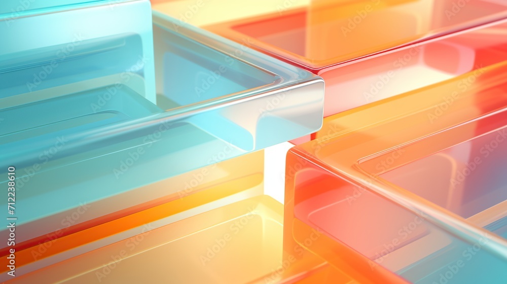 Poster abstract holographic translucent glass with gradient color. rainbow reflex in multicolor for trendy 