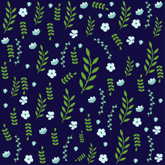 Fototapeta na wymiar Pattern with floral elements and blue background - vector design