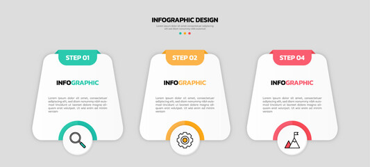 Modern business infographic template with 3 options or steps icons.
