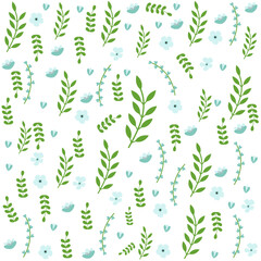Pattern with floral blue elements background - vector design