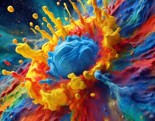 Big bang artwork representation with colored soap, creativity concept for wallpapers, banners and web design
