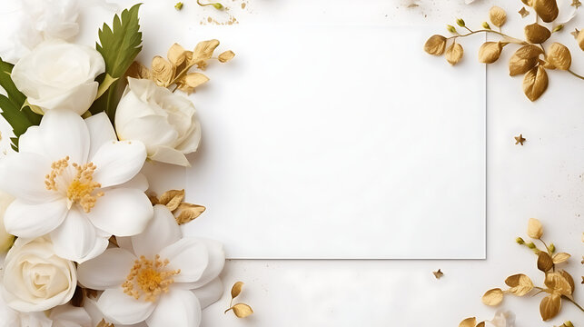 white flowers on a white table, generative Ai