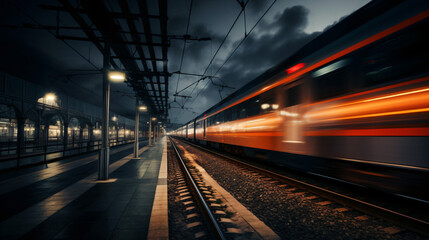 Fototapeta na wymiar fast moving on railway