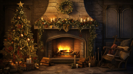 Fototapeta na wymiar Fireplace