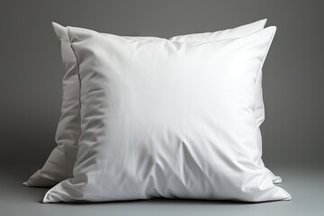 A set of white pillows isolated on grey background