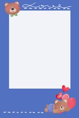 Valentine card and memo with bear heart