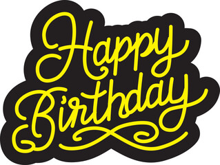 calligraphy,  Handwritten  brush lettering of Happy Birthday