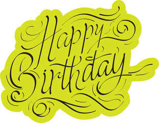 calligraphy,  Handwritten  brush lettering of Happy Birthday