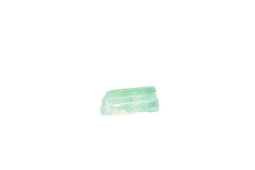 green tourmaline mineral stone macro on white background