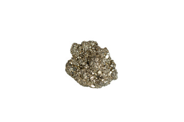 pyrite mineral stone macro on white background