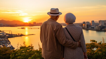 寄り添う老夫婦