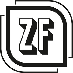 ZF letter logo design on white background. ZF logo. ZF creative initials letter Monogram logo icon concept. ZF letter design