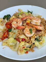 Thai Drunken Noodles with seafood. Pad Kee  Mao Talay.