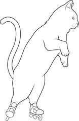 Cat Inline skating Roller skates Sports Animal Vector Graphic Art Illustration