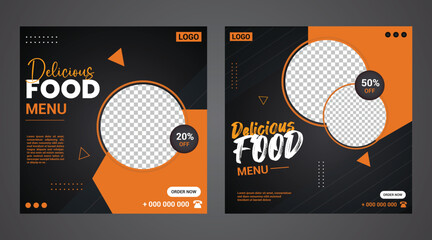 Food Social Media Post design. Fast Food Menu design. set of food social media post or web banner template design.	 - obrazy, fototapety, plakaty
