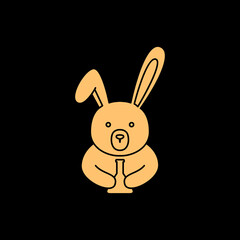cute rabbit mascot cartoon flat icon logo design vector