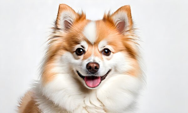 portrait of a Pomeranian dog on a light background