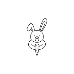cute rabbit mascot cartoon flat icon logo design vector