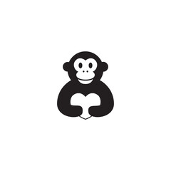 cute monkey mascot cartoon flat icon logo design vector