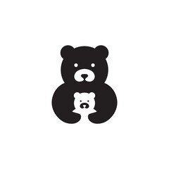cute bear mascot cartoon flat icon logo design vector