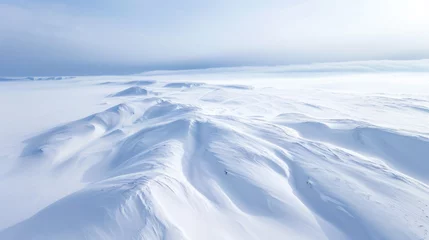 Poster Snow-covered field. Aerial view winter landscape. White texture © Ruslan Gilmanshin
