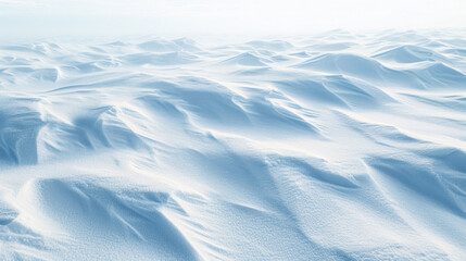 Snow-covered field. Aerial view winter landscape. White texture