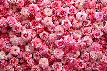 Pink flowers wall background