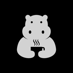 cute hippo mascot cartoon flat icon logo design vector