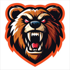 bear head , fierce aggressive mascot bear's head vector illustration