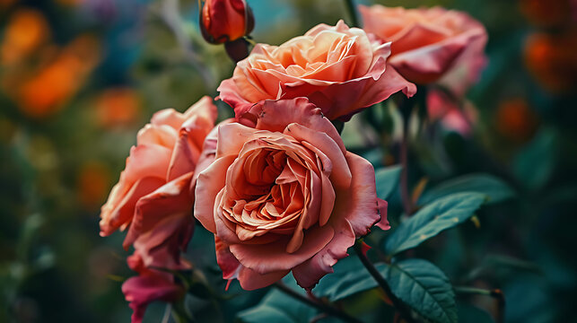 Close-up of a beautiful rose flower, generative Ai