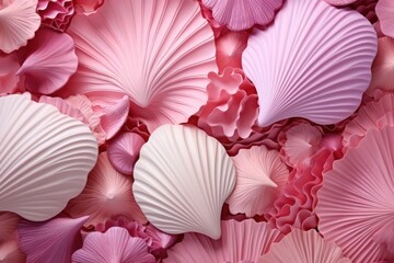 Minimal seashells aesthetic summer background. ai generated