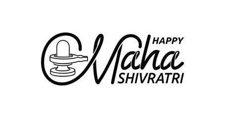 Happy Maha Shivratri Handwritten inscription calligraphy vector illustration. Great for greetings cards, banners, celebrations, posters, wishes, and vlogs