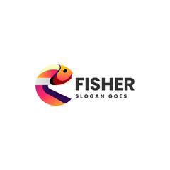 Vector Logo Illustration Fisher Gradient Colorful Style