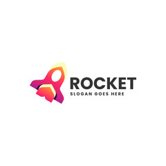 Vector Logo Illustration Rocket Gradient Colorful Style