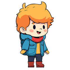 Festive and Cute Child in Winter Attire - Vector Design cartoon