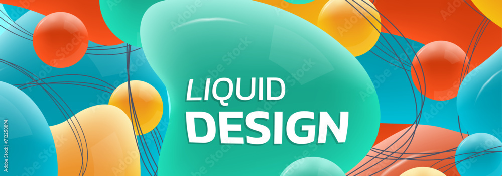Poster abstract shape banner or background with liquid or fluid 3d shapes. dynamic header design template w