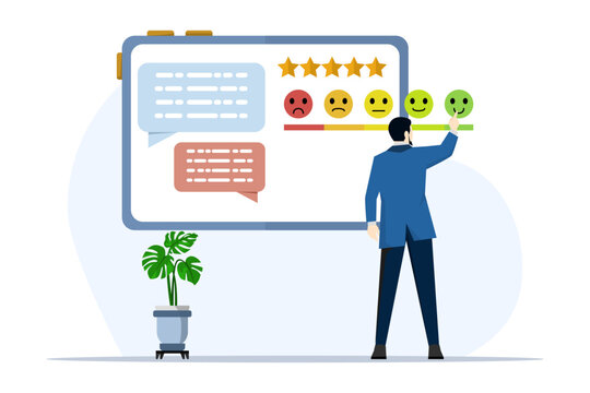 Rating service concept, user feedback and website ratings Customer feedback, non commercial product evaluation, website review, sharing experiences flat design modern illustration.