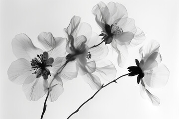 black and white photocopy x-ray of flowers