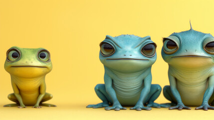 three frogs in a row