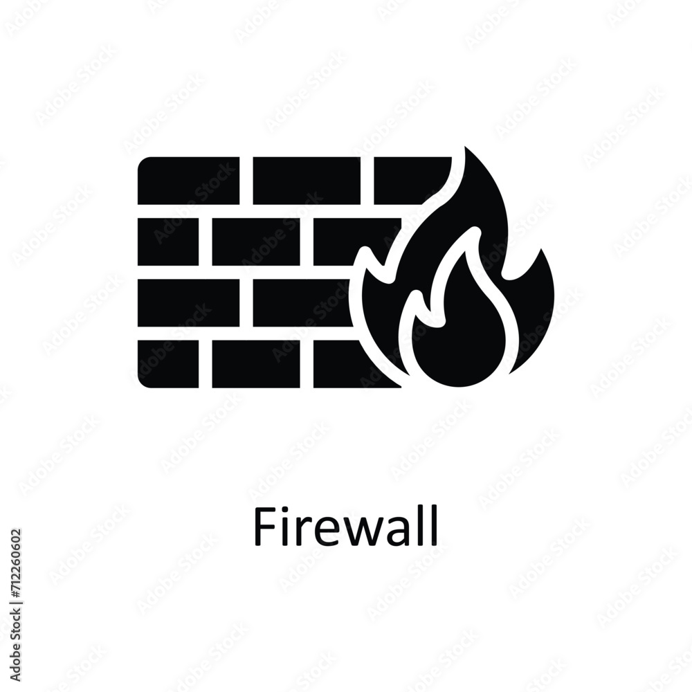 Poster firewall vector solid icon style illustration. eps 10 file