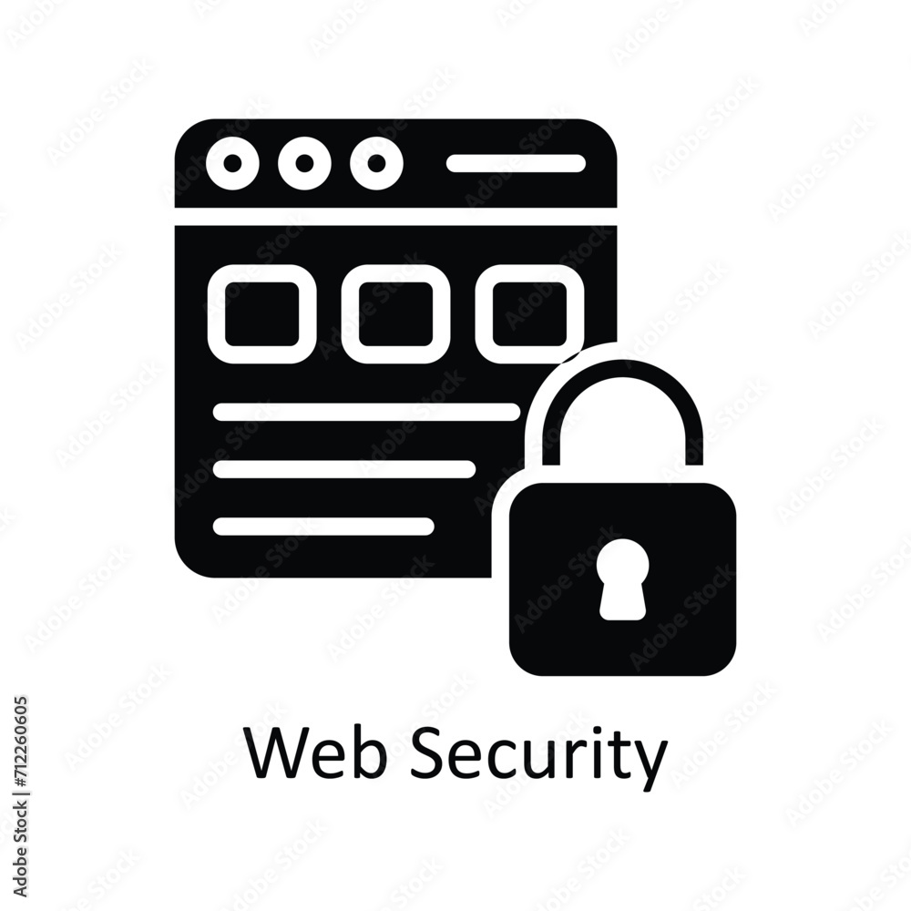 Poster web security vector solid icon style illustration. eps 10 file