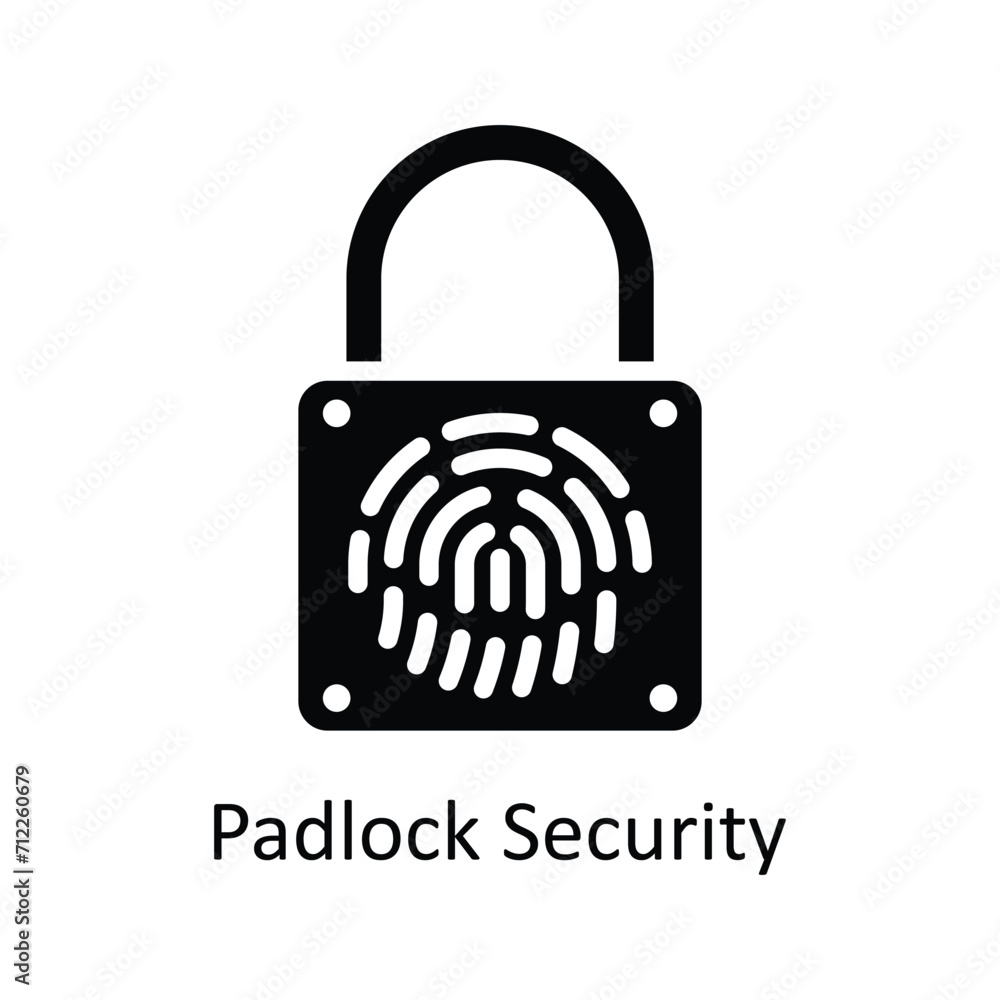 Poster padlock security vector solid icon style illustration. eps 10 file