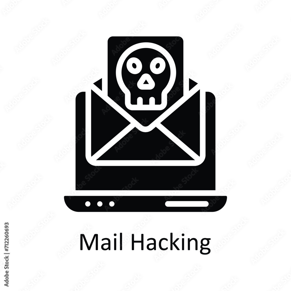 Poster mail hacking vector solid icon style illustration. eps 10 file