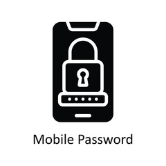 Mobile Password Vector  Solid icon Style illustration. EPS 10 File
