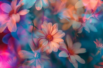 Foto op Canvas dreamy flowers with blur and double exposure © Ricky