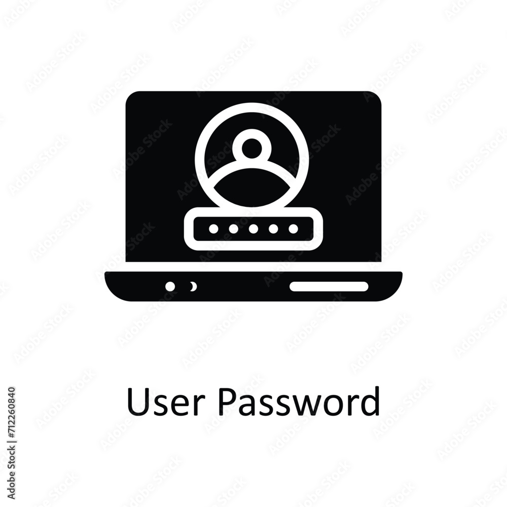 Poster user password vector solid icon style illustration. eps 10 file