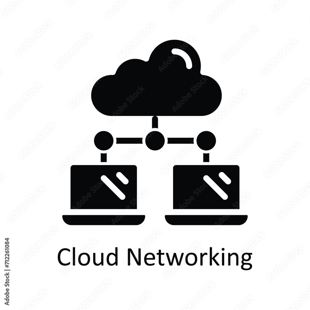 Poster cloud networking vector solid icon style illustration. eps 10 file